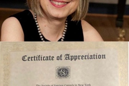 ГК Ню Йорк номинира предостави представи сертификат  на  Павлина Доковска за нейния огромен принос към българската общност